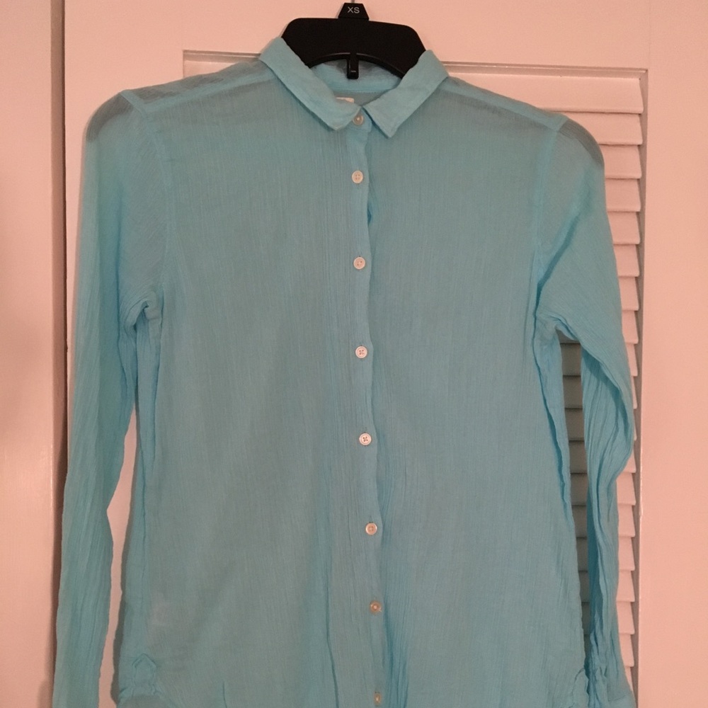 LOFT blue crepe blouse