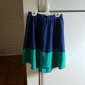 Two tone high-high low casual skirt