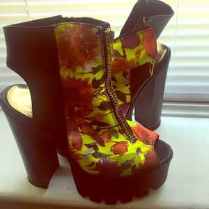 Floral Lug Heels