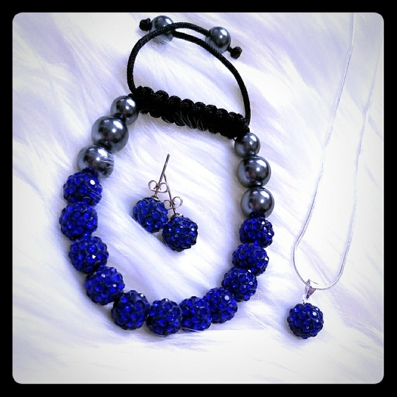 Jewelry - Loyalty Cobalt Blue Shamballa Jewelry 3 piece set