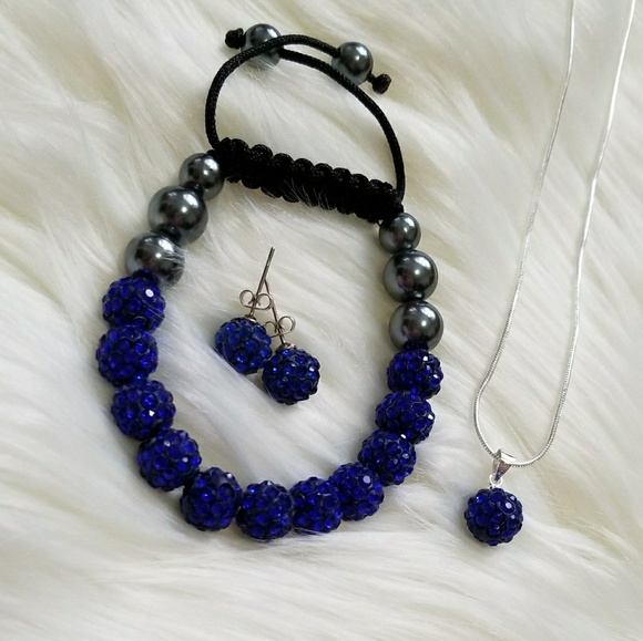 Loyalty Cobalt Blue Shamballa Jewelry 3 piece set - Picture 2 of 2
