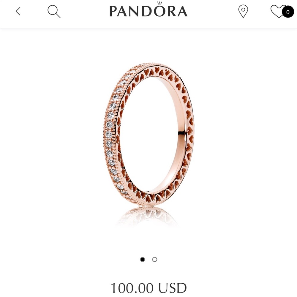 Pandora Rose Ring- Hearts of Pandora and Clear CZ