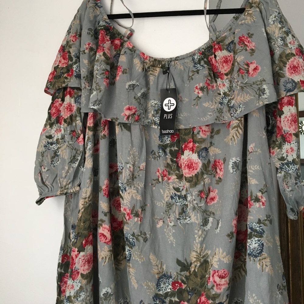 Plus Alice floral open shoulder dress
