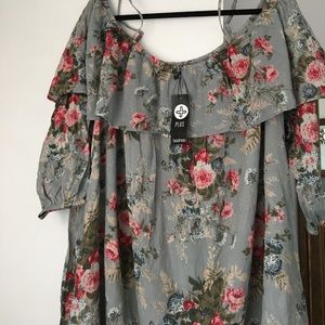 Plus Alice floral open shoulder dress