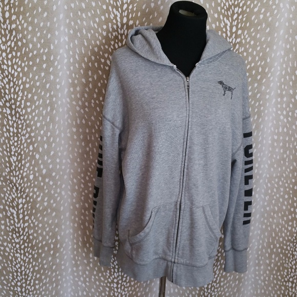 PINK Victoria's Secret Jackets & Blazers - Victoria's Secret PINK Gray Zip Up Hoodie Jacket S