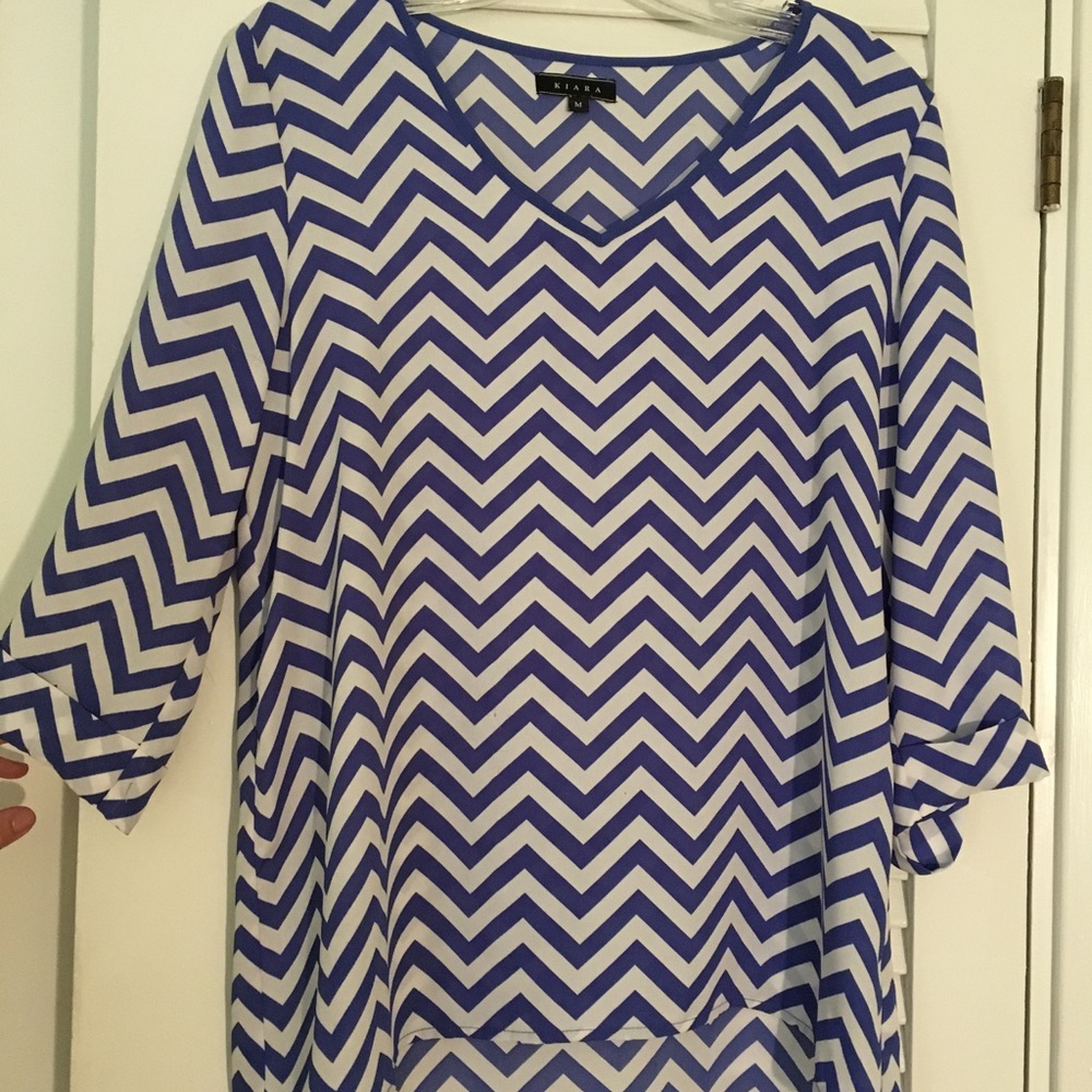 Blue and white chevron blouse