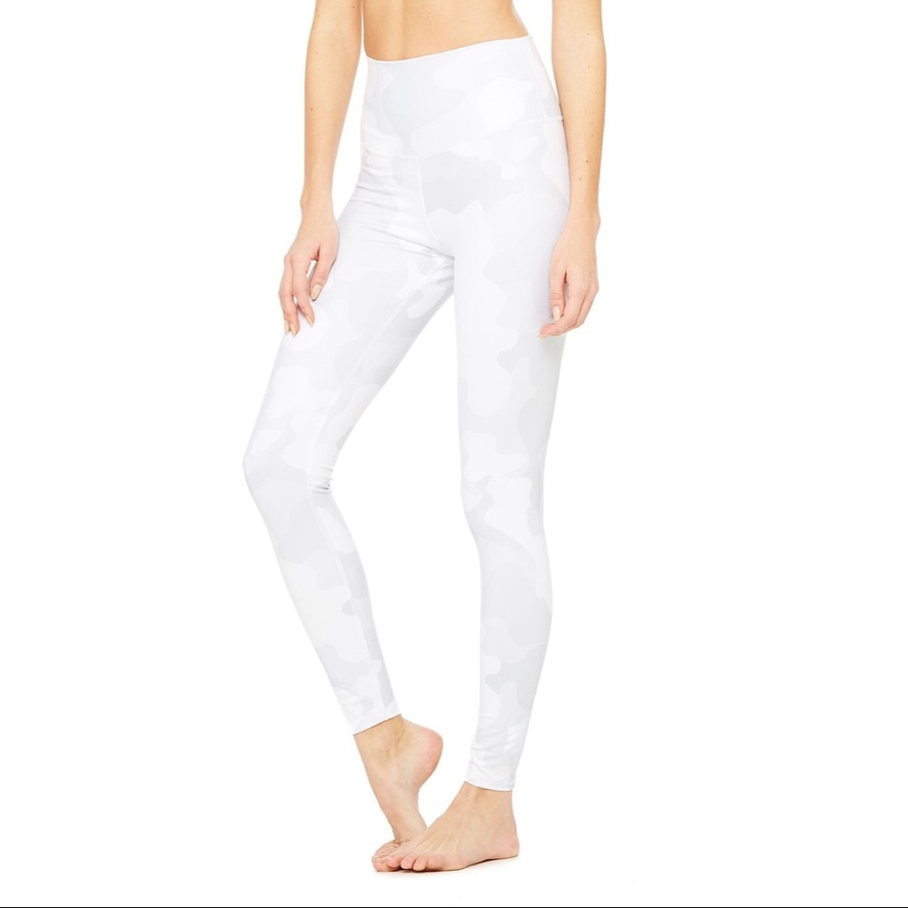 Alo Yoga White Camo High-Waist Airbrush Legging
