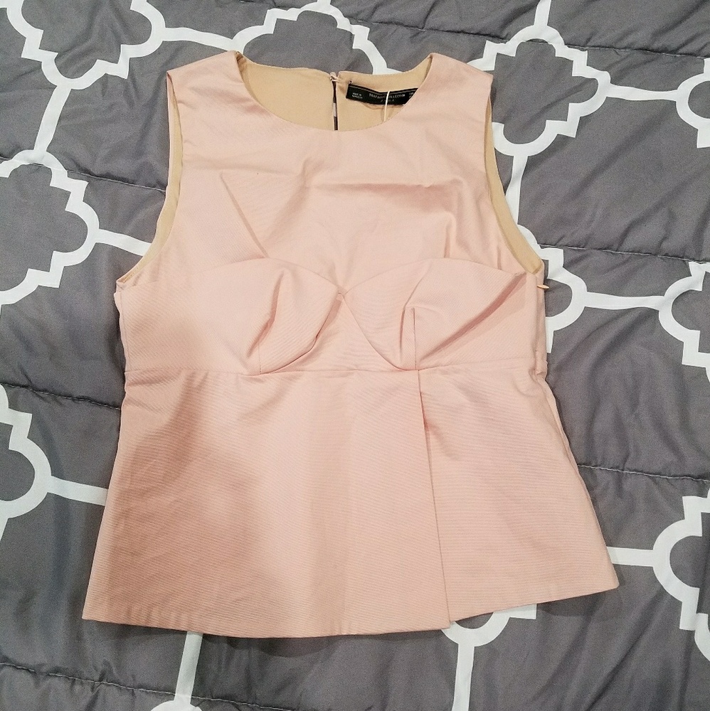 NEW DATA LIGHT PINK PEPLUM TOP