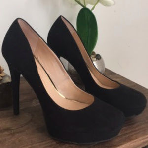 JESSICA SIMPSON BLACK VELVET PLATFORM HEELS SIZE 8