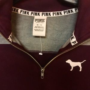 XS PINK pocket half-zip pullover