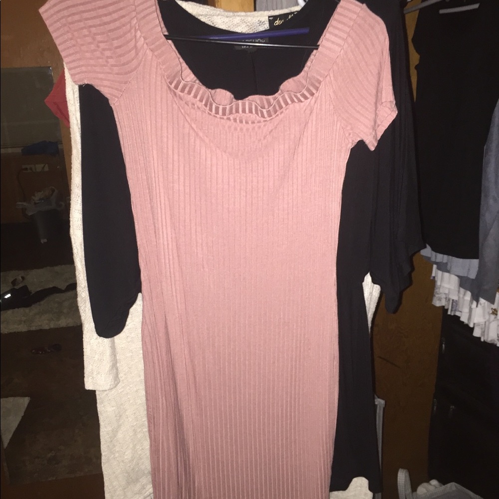 Light pink off shoulder dress