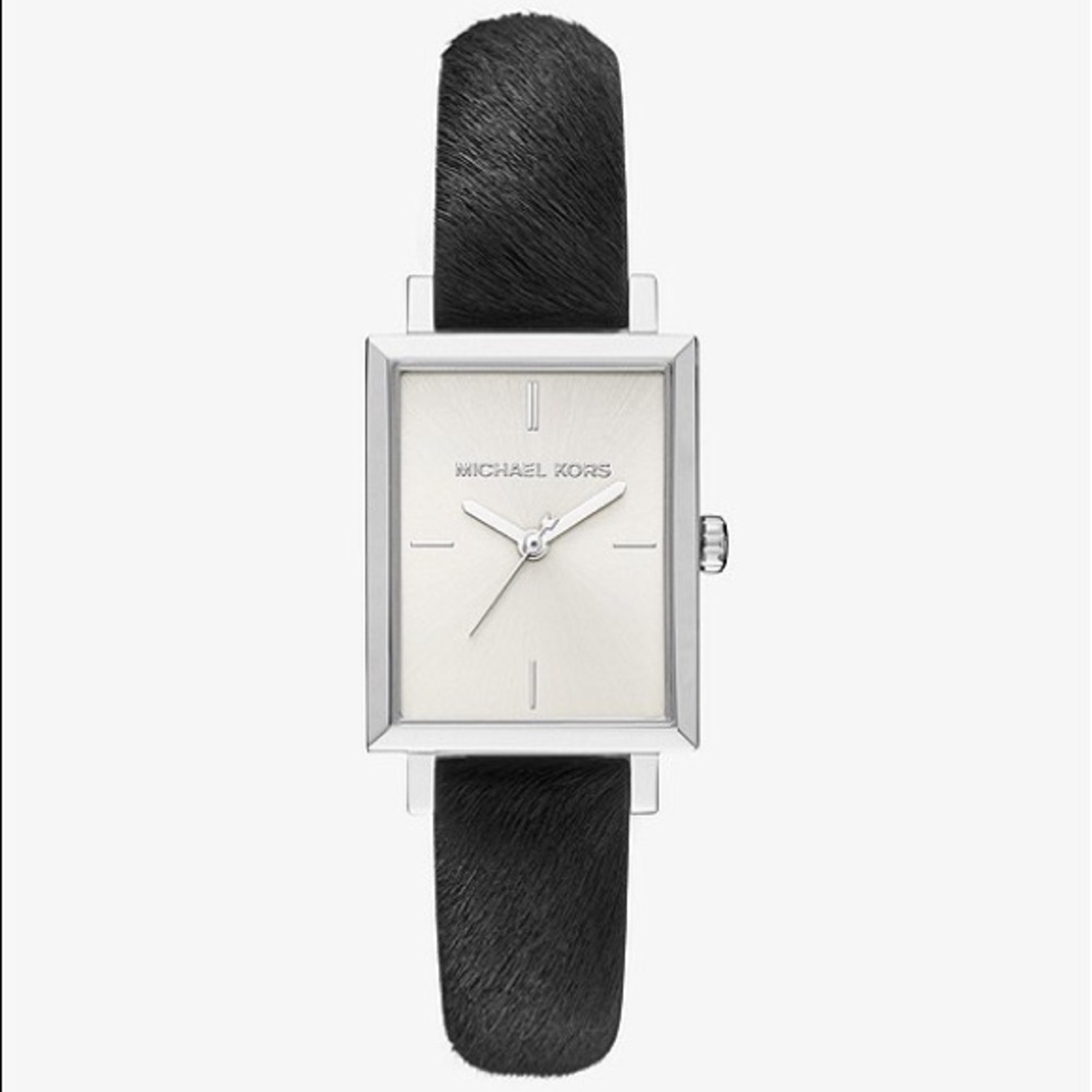 MK Harway silver and calf hair watch