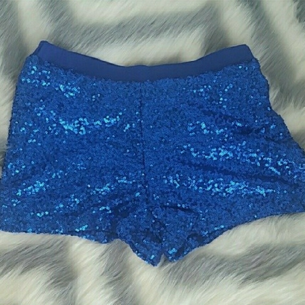 Pants Shorts SEQUIN SHORTS Blue womens ladies - Picture 2 of 4