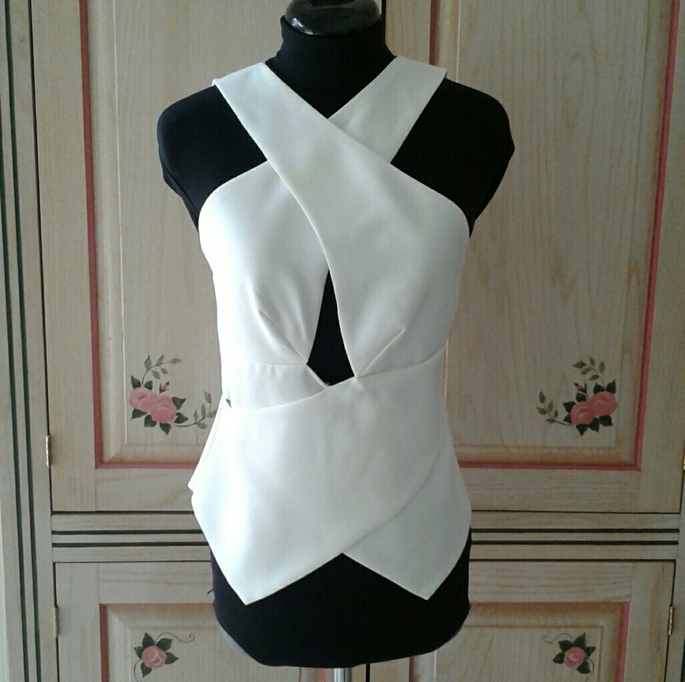Mustard Seed criss cross white top sheer back