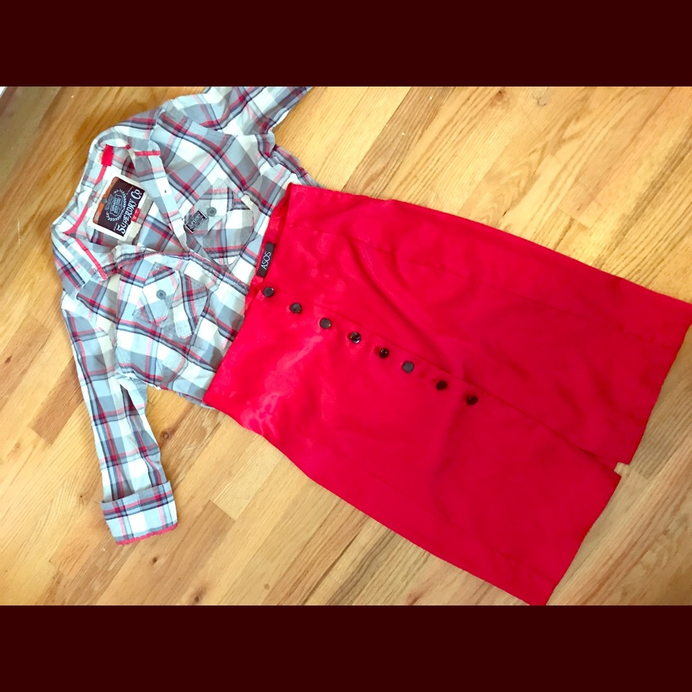 Asos Red Pencil Skirt