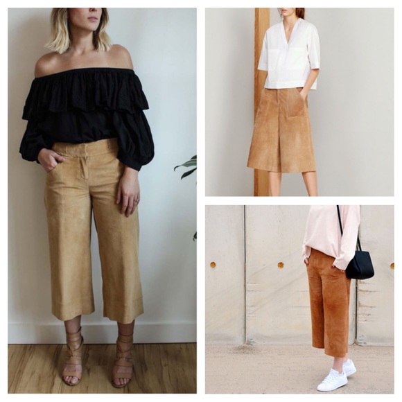 Saguaro Pants - SAGUARO Suede cropped Culottes Gaucho pants NWT