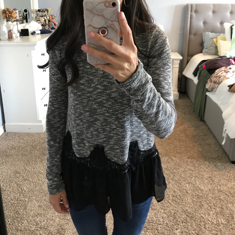 Peplum lace sweater
