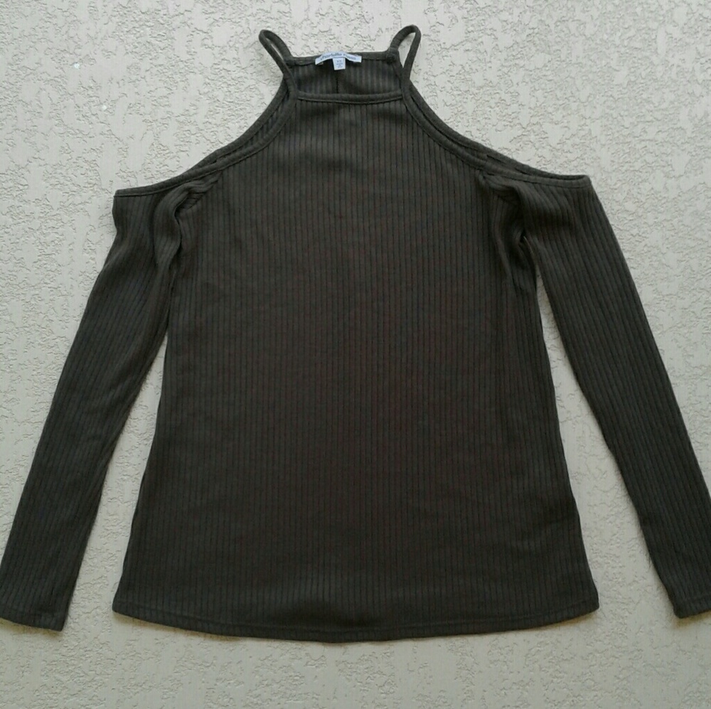 Charlotte Russe green knit cold shoulder top  XS