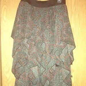 FREE PEOPLE LONG RUFFLE SKIRT