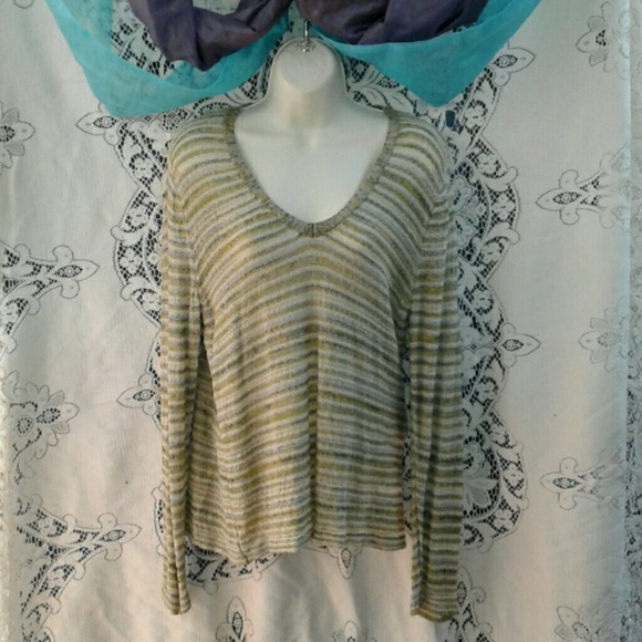 J. JILL Sweaters - J. JILL MULTI-COLORED V-NECK LOOSE KNIT SWEATER