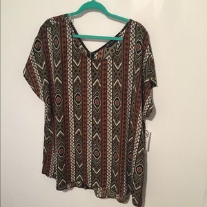 NWT olive, brown and black tunic style top