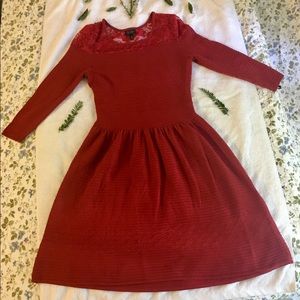 Jessica Simpson holiday lace top red sweater dress