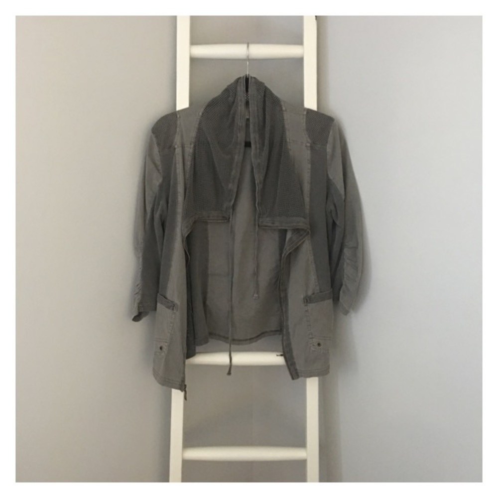 Olive Green Cowl Neck Fishnet Utility Jacket S M