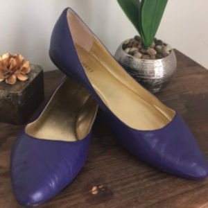 NINE WEST BLUE ALMOND TOE BALLERINA FLATS - SIZE 8