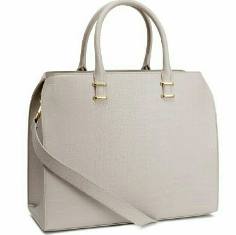 H&M Gray Leather Tote Bag