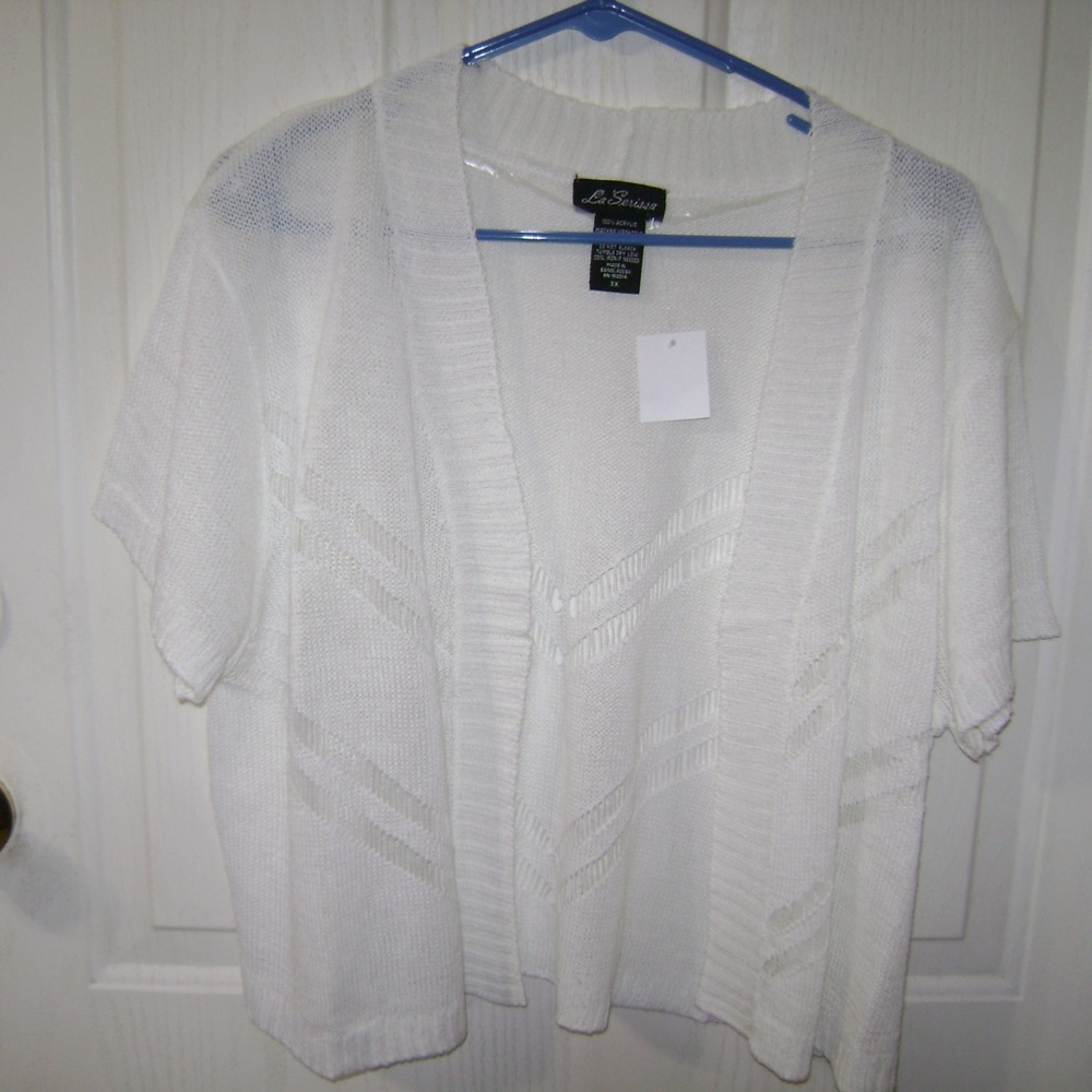 La-Serissa-White-Pointel-Shrug-Bolero-3X-NEW