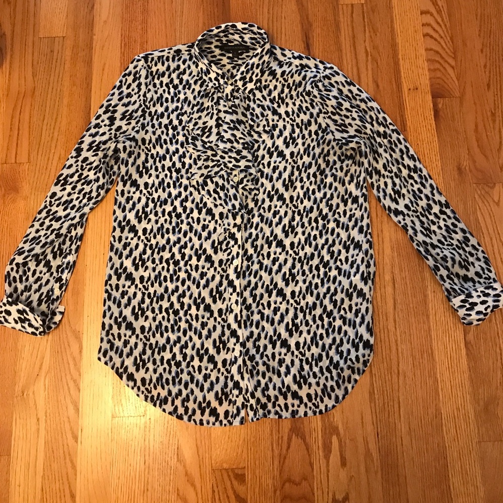 Banana Republic Leopard Print Ruffled Blouse S