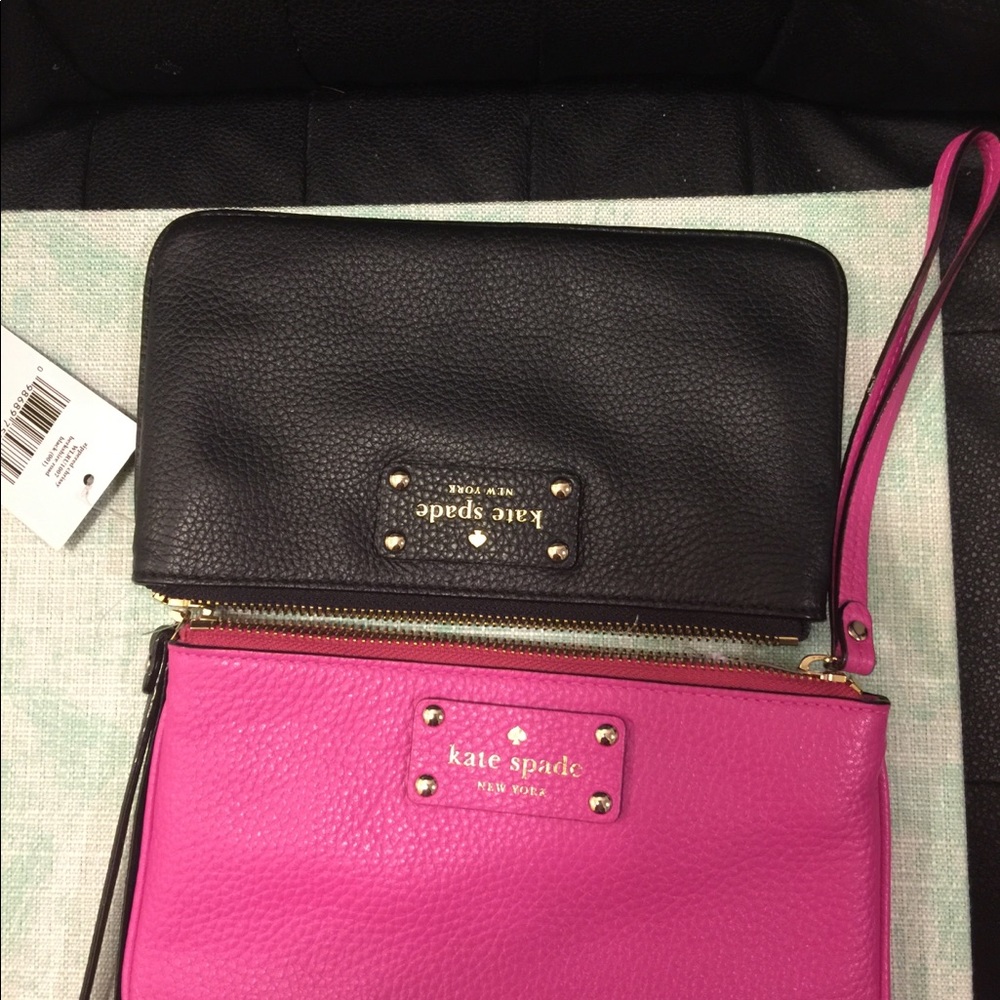 Kate Spade hot pink leather wristlet