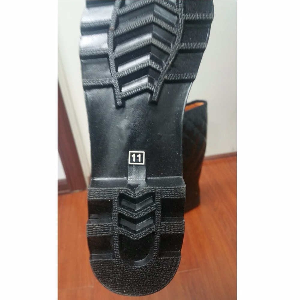 Women's Rainboots, Tall Quilted Rubber Rain Boots, #1411, Black - Picture 4 of 4