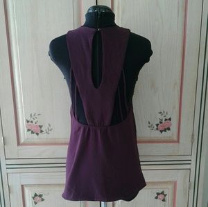 Charlotte Russe dark purple strap back button top