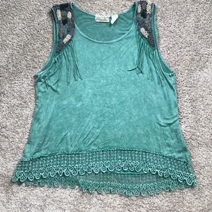 Gimmicks brand. Size M tank with lace & beads.