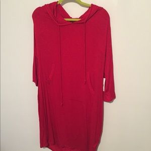 NWT comfy, red hooded sweatshirt dress