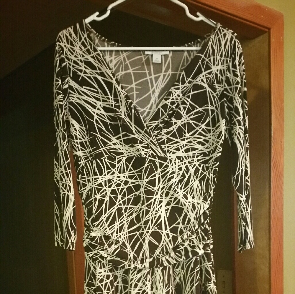 A brown and beige colored dress