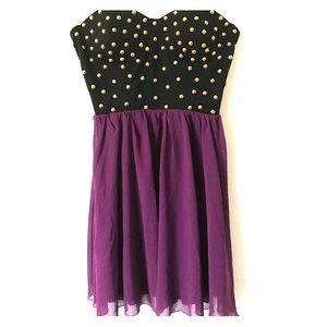 Gold Studded Purple Flowy Dress