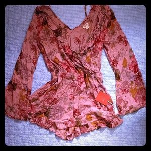 NWT sexy romper flower pink S very cute