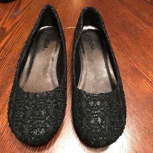 Girls black lace flats size 3