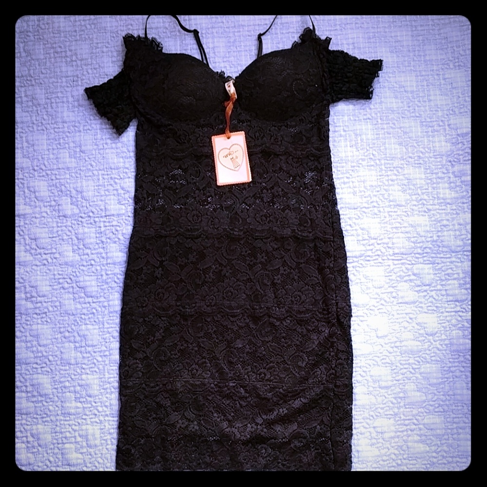 NWT Sexy Dress Xs-S Black + some See through