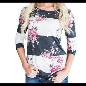 Floral and stripe casual top