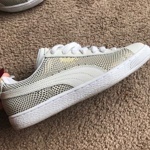 White Suede Pumas