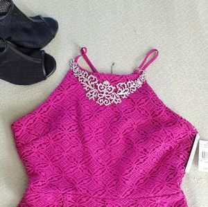 Fushia crochet romper