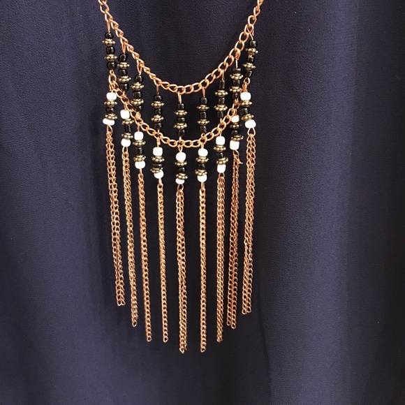 Navy blue dress with attached necklace! - Picture 2 of 4