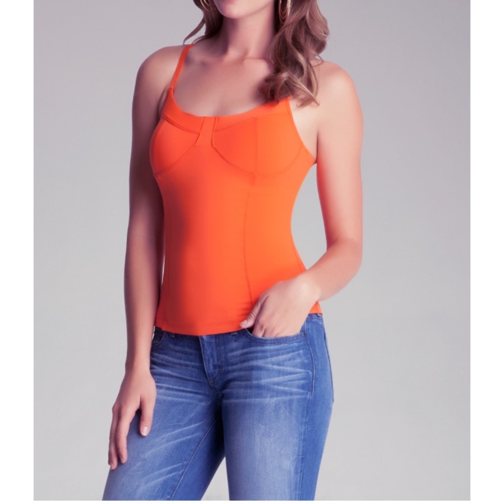 Orange bra like tank with adjustable straps