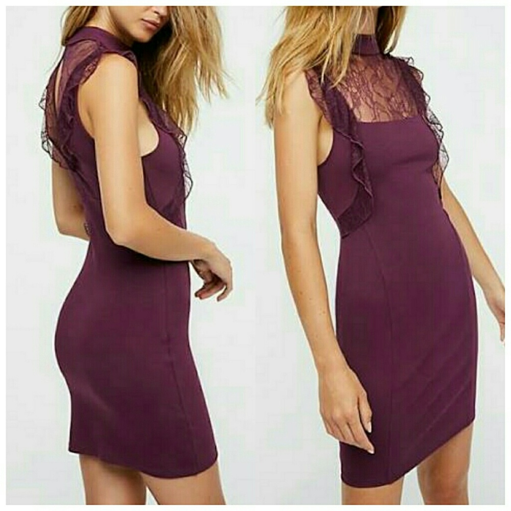 Free People Beaumont Lace Dress Dusty Plum