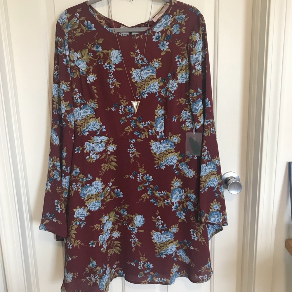 Adorable Floral Maroon Dress