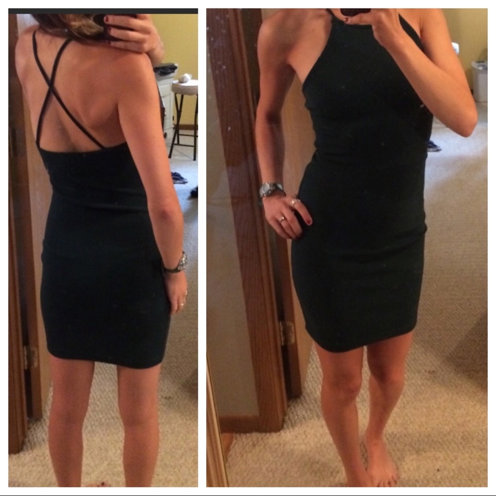 Forest green bodycon midi dress