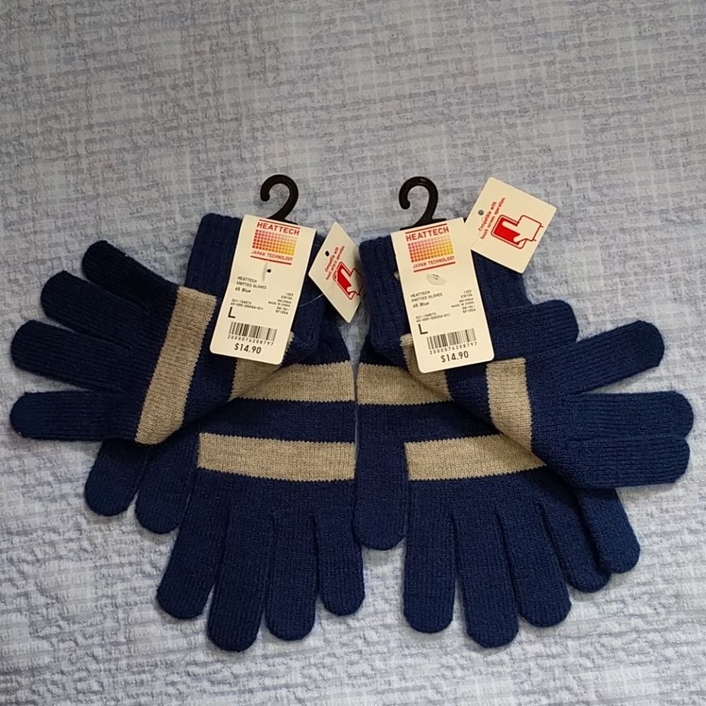 NWT Uniqlo Heatech Knitted Gloves L Buy1Get1 - Picture 3 of 4
